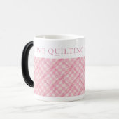 Magique COUVERTURE À CARREAUX ROSES Morphing Mug + Texte (Devant gauche)