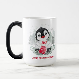 Magique Cute Penguin Mug de Noël personnalisé