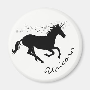 Magique Cute Unicorne noir et blanc Magnet
