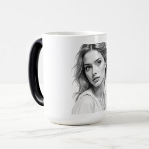 Magique Élégante Mug Portrait Noir & Blanc