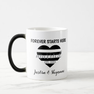 Magique Forever Commence Ici Marié Coeur Année Mug