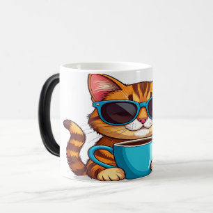 Magique Funny Cat Coffee Mug Design - Cute Cartoon Cat wit