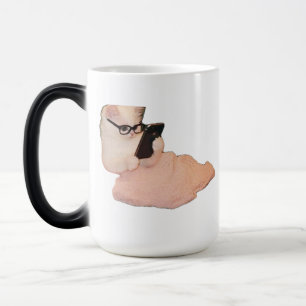 Magique Funny Smart Cat with Glasses Mug - Cute Office Dec