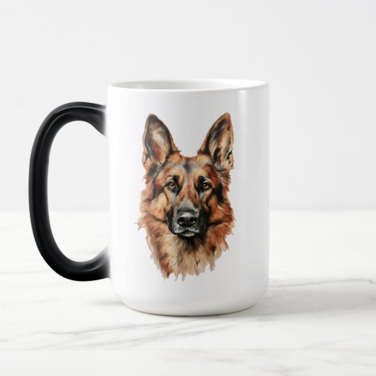 Magique German Shepherd Portrait Black Accent Mug (Gauche)