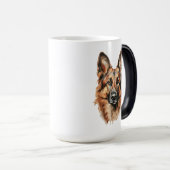 Magique German Shepherd Portrait Black Accent Mug (Devant droit)