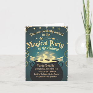 Magique Halloween Party Invitation Cauldron Design