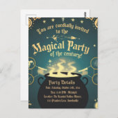 Magique Halloween Party Invitation Cauldron Design (Devant / Derrière)