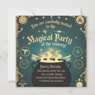Magique Halloween Party Invitation Cauldron Design