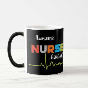Magique Infirmière Adjoint Awesome Fun Lettres Mug Noir