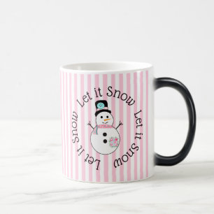 Magique Laisser neiger rose bonhomme de neige Mug café de