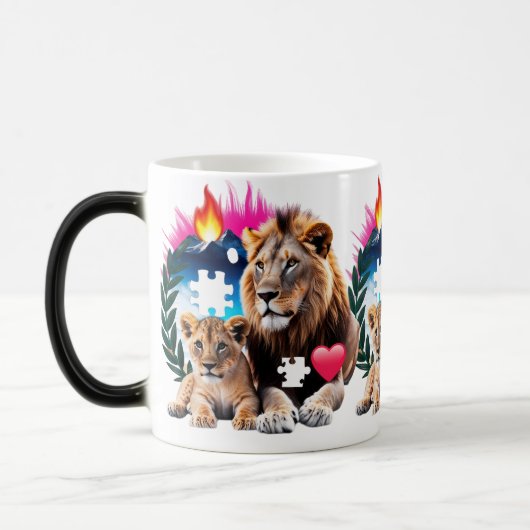 Magique Lion Cub Emotional Elements Color Morphing Mug (Gauche)