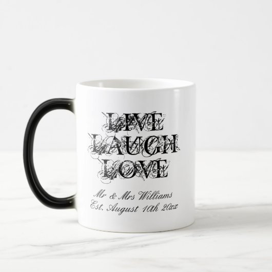 Magique Live Laugh Love morphing mug cadeau pour les jeune (Gauche)