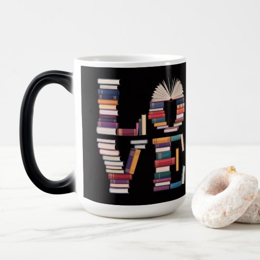 Magique Love Books Black Morphing Mug (Avec donut)