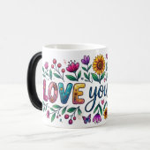 Magique Magic Morphing Mug - Floral Sunflower "Love You Mo (Devant gauche)