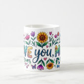 Magique Magic Morphing Mug - Floral Sunflower "Love You Mo (Centre)