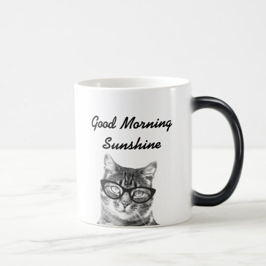 Magique Message de bonjour noir et blanc 11oz chatte mug (Droite)