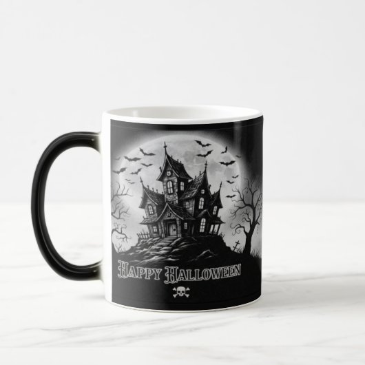 Magique Monochrome Haunted House Mug  (Gauche)