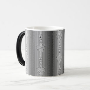 Magique Mug à café gris avec motif floral baroque et bordu