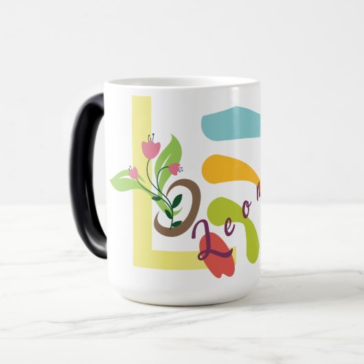 Magique Mug à café Monogram sur mesure avec design floral (Devant gauche)