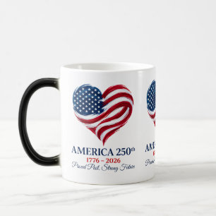 Magique Mug changement de couleur America 250 Drapeau Cœur