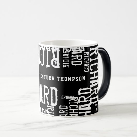 Magique Mug de nom blanc noir moderne (Devant droit)