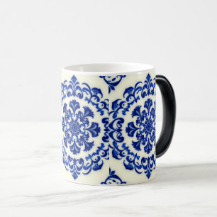 Magique Mug en verre dépoli à motif botanique bleu aquarel