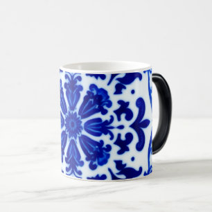Magique Mug en verre dépoli à motif botanique bleu aquarel
