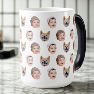 Magique Mug personnalisé visage bébé, Custom Family 3 Phot