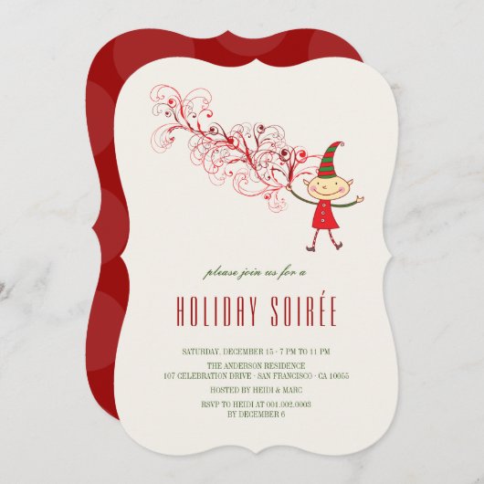 Magique Noël Elf Classic Fête Invitation (Devant / Derrière)