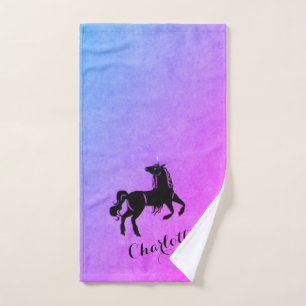 Magique Noir Unicorne Gradient Violet Personnalisé