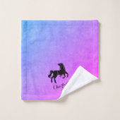Magique Noir Unicorne Gradient Violet Personnalisé (Gant de toilette)