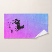 Magique Noir Unicorne Gradient Violet Personnalisé (Serviette à main)