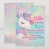 Magique Pastel Unicorn Invitation Anniversaire - G (Devant / Derrière)