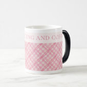 Magique PINK CHECK QUILT Morphing Mug + Texte / Blush (Devant droit)