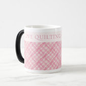 Magique PINK CHECK QUILT Morphing Mug + Texte / Blush (Devant gauche)