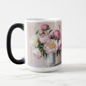 Magique  Pink Peonies Art Deco Morphing Mug (Gauche)