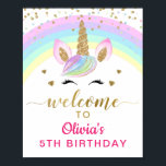 Magique Rainbow Gold Unicorn Affiche de bienvenue<br><div class="desc">Magique Rainbow Gold Unicorn Affiche de bienvenue d'anniversaire</div>