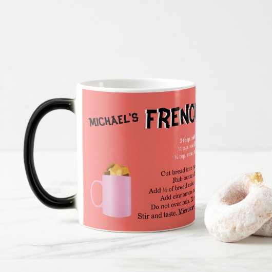 Magique Recette de pain grillé français Monogramme Mug Ext (Avec donut)