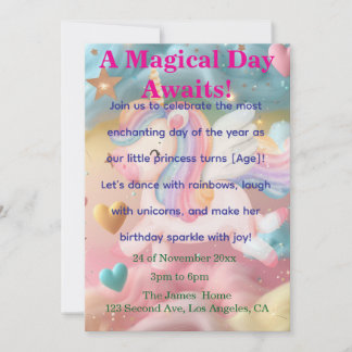 Magique rêve Unicorn Anniversaire Invitation