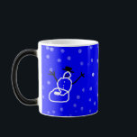 Magique Snowman Holiday Christmas Mug personnalisable<br><div class="desc">Snowman dessiné par Jasmin. Customisez avec vos propres textes ou images. Art par Enfants.</div>