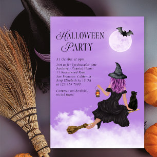 Magique Sorcière violet Halloween Invitation de la