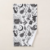 Magique Sorcière Whimsical Wiccan Pagan noir & bla (Serviette à main)