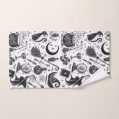 Magique Sorcière Whimsical Wiccan Pagan noir & bla (Serviette à main)