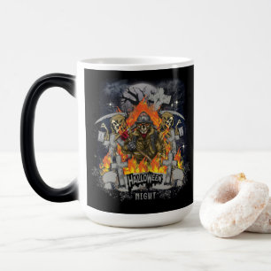 Magique Squelette Effrayant Dans La Mug Halloween De Nuit
