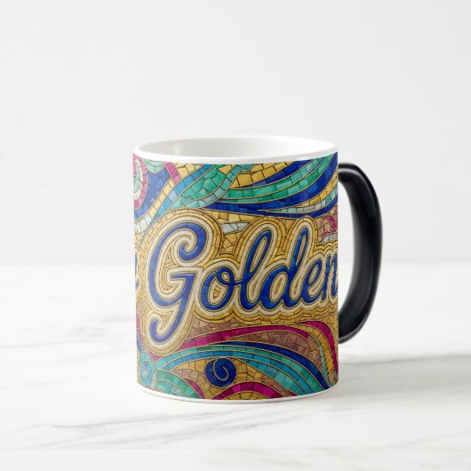 Magique Stay Golden mosaic color morphing ceramic mug (Devant droit)