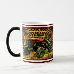 Magique Tracteur rouge antique Grange rustique Café Mug