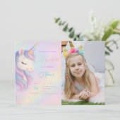 Magique Unicorn Anniversaire Bash Invitation Avec  (Debout devant)