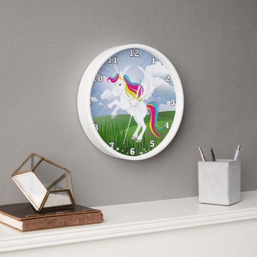 Magique Unicorn filles horloge murale (Bureau)