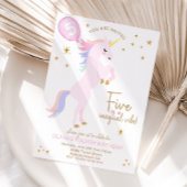 Magique Unicorne 5e anniversaire Invitation rose