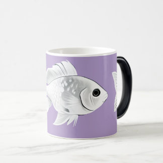 Magique White goldfish on a lavender background mug